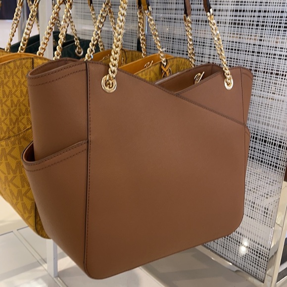 MICHAEL KORS LARGE X CHAIN LOGO SHOULDER BAG BROWN - Picture 8 of 16